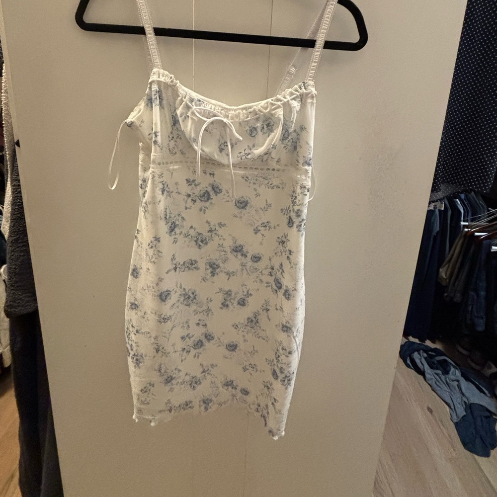 Garage Blue and White Tie Front Camisole